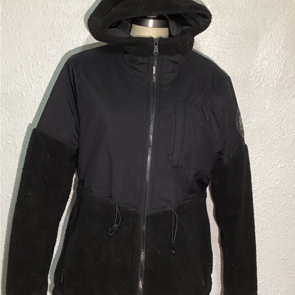 Pajar black sherp mixed media boxy hooded fleece jacket size large - Picture 6 of 12
